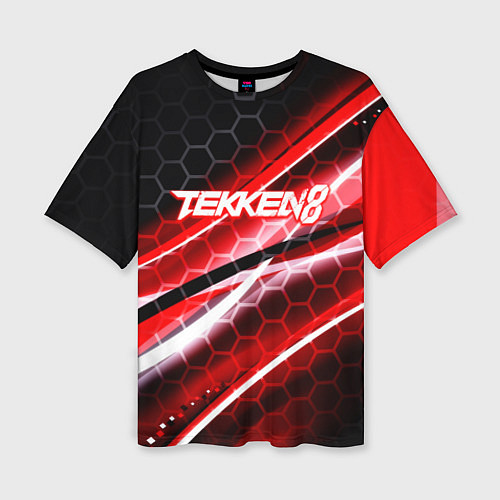 Женская футболка оверсайз Tekken 8 огненное лого файтинг / 3D-принт – фото 1