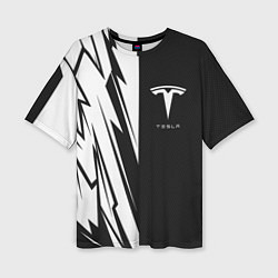 Женская футболка оверсайз Tesla - carbon texture