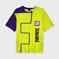 Женская футболка оверсайз Fortnite logo yellow game