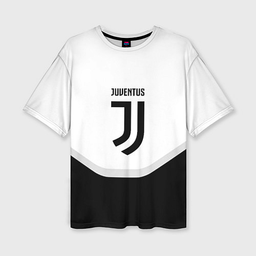 Женская футболка оверсайз Juventus black geometry sport / 3D-принт – фото 1