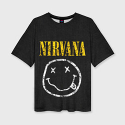 Женская футболка оверсайз Джинсовка с nirvana
