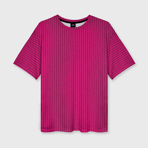 Женская футболка оверсайз Насыщенный тёмно-розовый в полоску / 3D-принт – фото 1