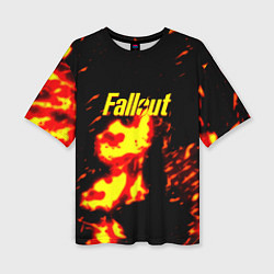 Женская футболка оверсайз Fallout огнненое лого