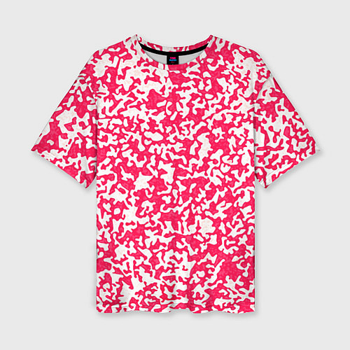 Женская футболка оверсайз Пятнистый бело-розовый / 3D-принт – фото 1