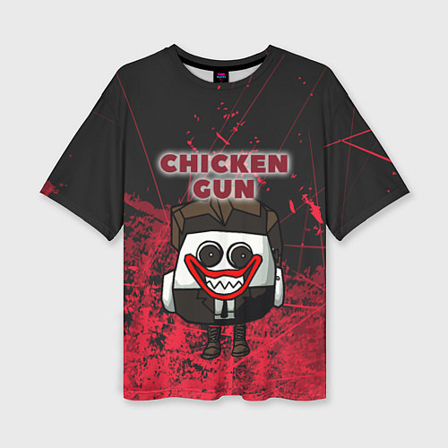 Женская футболка оверсайз Chicken gun clown / 3D-принт – фото 1