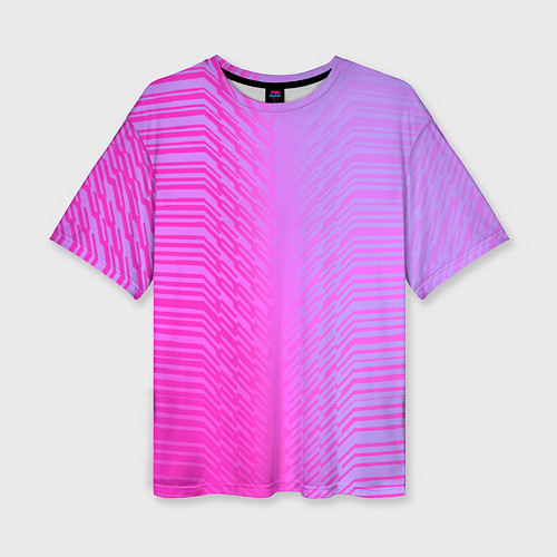 Женская футболка оверсайз Розовые градиентные линии / 3D-принт – фото 1