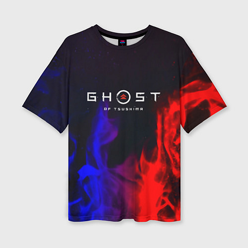 Женская футболка оверсайз Ghost of Tsushima неоновый огонь / 3D-принт – фото 1