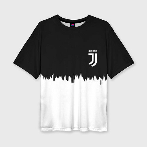 Женская футболка оверсайз Juventus белый огонь текстура / 3D-принт – фото 1