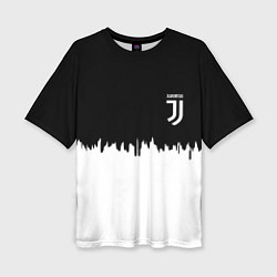 Женская футболка оверсайз Juventus белый огонь текстура