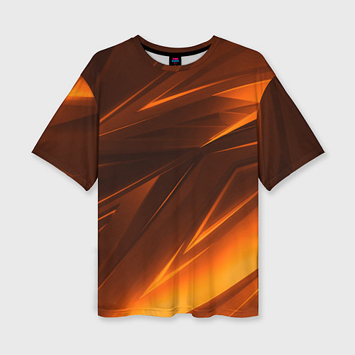 Женская футболка оверсайз Geometry stripes orange / 3D-принт – фото 1