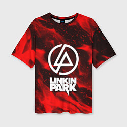 Женская футболка оверсайз Linkin park красный огонь