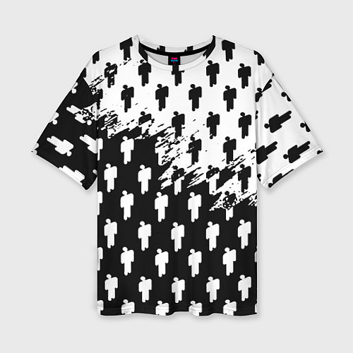 Женская футболка оверсайз Billie Eilish pattern black / 3D-принт – фото 1