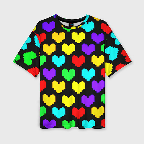 Женская футболка оверсайз Undertale heart pattern / 3D-принт – фото 1