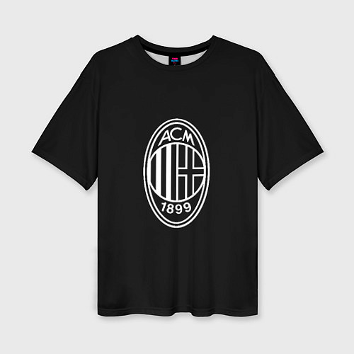 Женская футболка оверсайз Milan fc белое лого / 3D-принт – фото 1