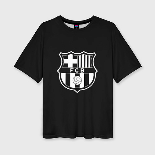 Женская футболка оверсайз Barcelona fc club белое лого / 3D-принт – фото 1