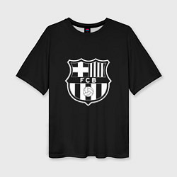 Женская футболка оверсайз Barcelona fc club белое лого