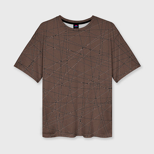 Женская футболка оверсайз Абстракция порезы коричневый / 3D-принт – фото 1