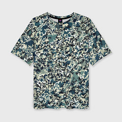 Женская футболка оверсайз Бирюзовый хаки абстрактный пааттерн