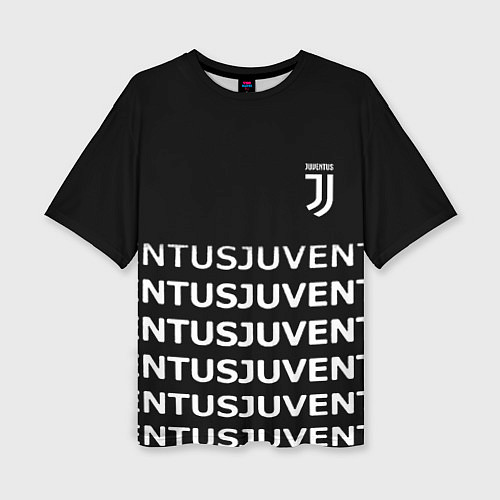 Женская футболка оверсайз Juventus pattern fc club steel / 3D-принт – фото 1