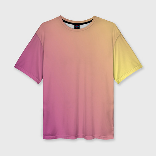 Женская футболка оверсайз Градиент желтый малиновый по диагонали / 3D-принт – фото 1