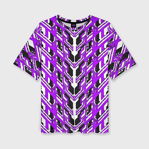 Женская футболка оверсайз Фиолетовая техно броня / 3D-принт – фото 1