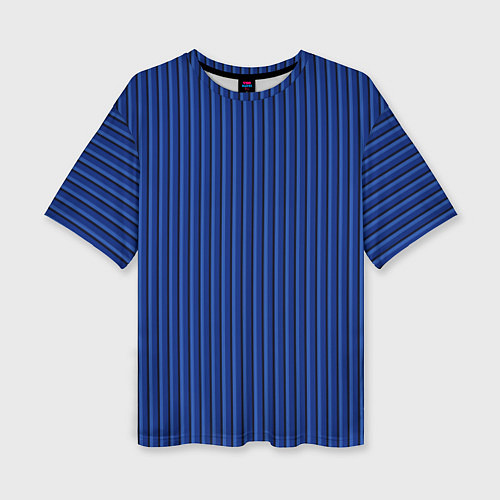 Женская футболка оверсайз Синий в вертикальную полоску / 3D-принт – фото 1