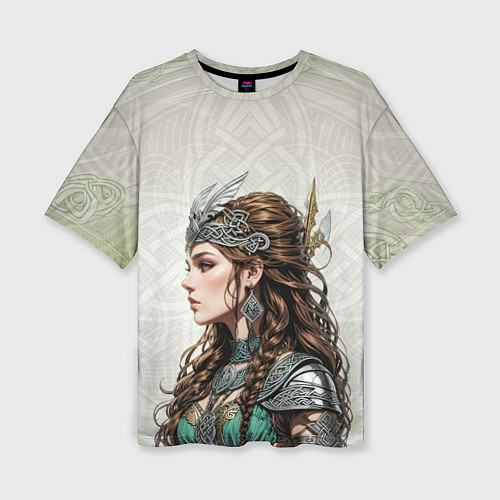 Женская футболка оверсайз Скандинавская валькирия / 3D-принт – фото 1
