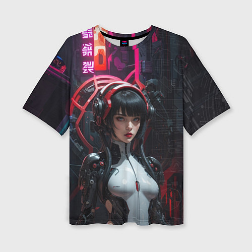 Женская футболка оверсайз Девушка в углепластиковой бороне / 3D-принт – фото 1