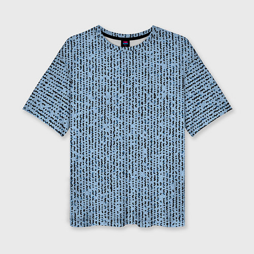 Женская футболка оверсайз Голубой с чёрным мелкая мозаика / 3D-принт – фото 1