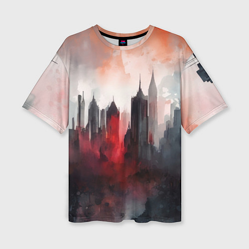 Женская футболка оверсайз Акварельные небоскребы / 3D-принт – фото 1