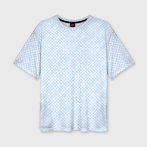 Женская футболка оверсайз Паттерн бело-голубой / 3D-принт – фото 1