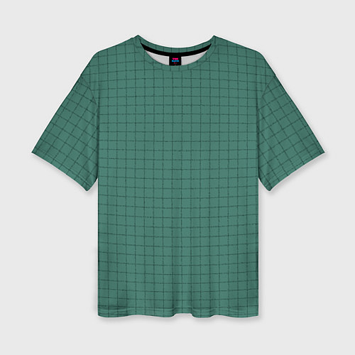 Женская футболка оверсайз Патиново-зелёный в клетку / 3D-принт – фото 1