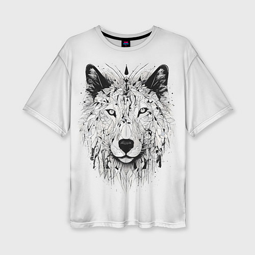 Женская футболка оверсайз Фантастический волк / 3D-принт – фото 1