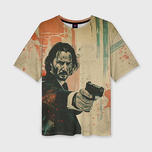 Женская футболка оверсайз Джон Уик с пистолетом / 3D-принт – фото 1