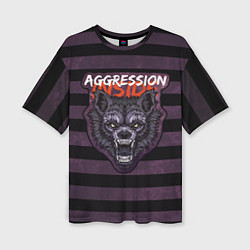 Женская футболка оверсайз Aggression inside - текстурный фон