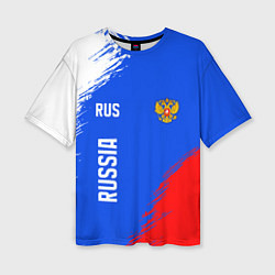 Женская футболка оверсайз Триколор и герб России