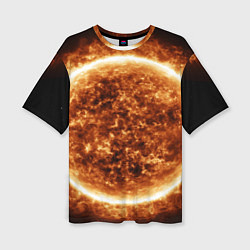 Женская футболка оверсайз Пылающее солнце крупным планом