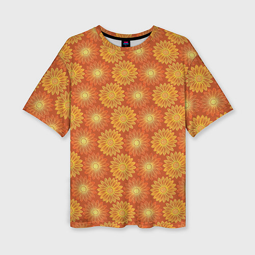 Женская футболка оверсайз Паттерн из желтых цветов / 3D-принт – фото 1
