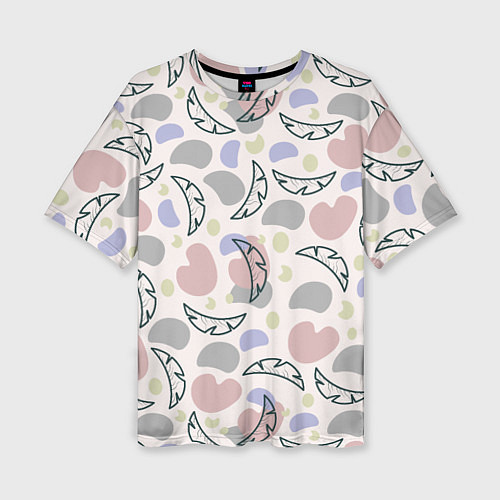 Женская футболка оверсайз Пятна и листья / 3D-принт – фото 1