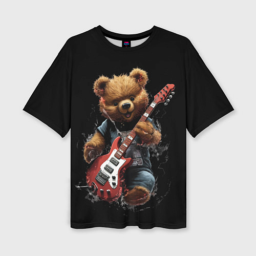 Женская футболка оверсайз Большой плюшевый медведь играет на гитаре / 3D-принт – фото 1