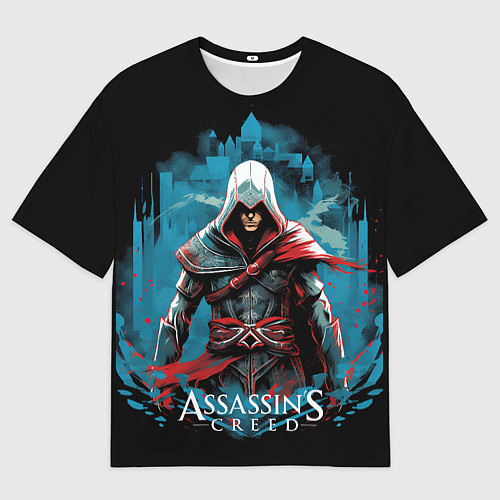 Женская футболка оверсайз Assassins creed холодный фон / 3D-принт – фото 1