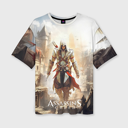 Женская футболка оверсайз Assassins creed старый город / 3D-принт – фото 1