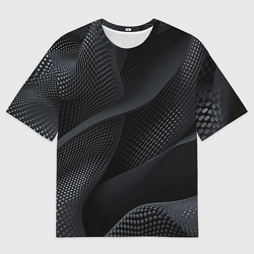 Женская футболка оверсайз Черная геометрическая материя / 3D-принт – фото 1