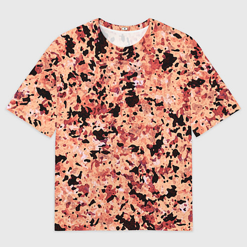 Женская футболка оверсайз Абстракция персиковый пятнистый / 3D-принт – фото 1