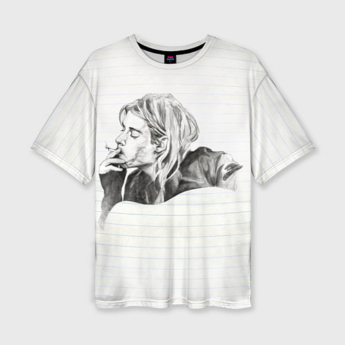 Женская футболка оверсайз Рисунок Курта Кобейна / 3D-принт – фото 1