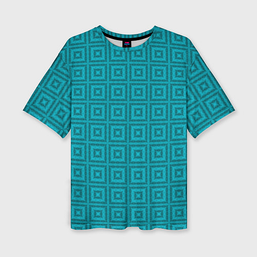 Женская футболка оверсайз Геометрический синий узор / 3D-принт – фото 1