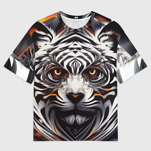 Женская футболка оверсайз Абстракция: тигр / 3D-принт – фото 1