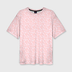 Женская футболка оверсайз Бледно-розовый цветочный