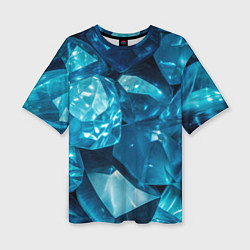Женская футболка оверсайз Голубой камень апатит - текстура