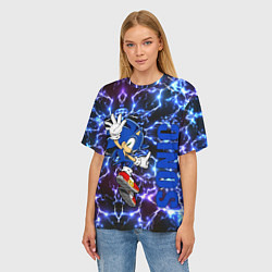 Футболка оверсайз женская Sonic x blue, цвет: 3D-принт — фото 2